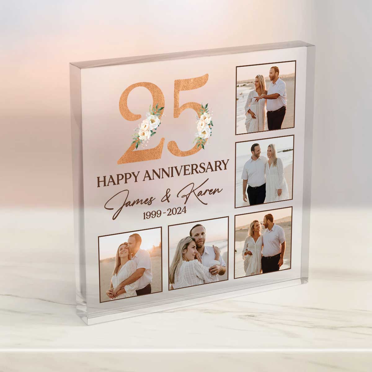 Personalized 25th Anniversary Picture Acrylic Block, 25 Years