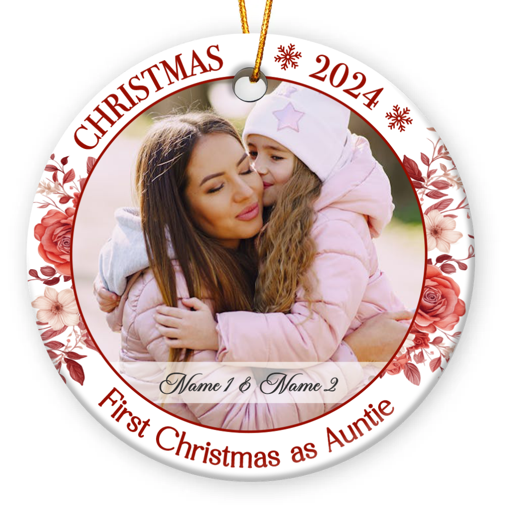 First Christmas As Auntie Photo Ornament 2026, Personalized New Aunt ...