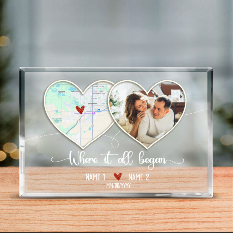 personalized where it all began location map acrylic plaque valentine's day gift for him her acrylic plaque couples gift valentines day map plaque