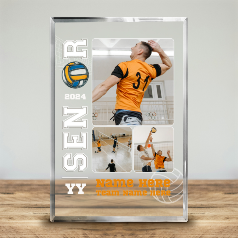 Personalized Senior Night Volleyball Photo Acrylic Block, Custom Volleyball Player Graduation Gift, Volleyball End of Season Keepsake Sign