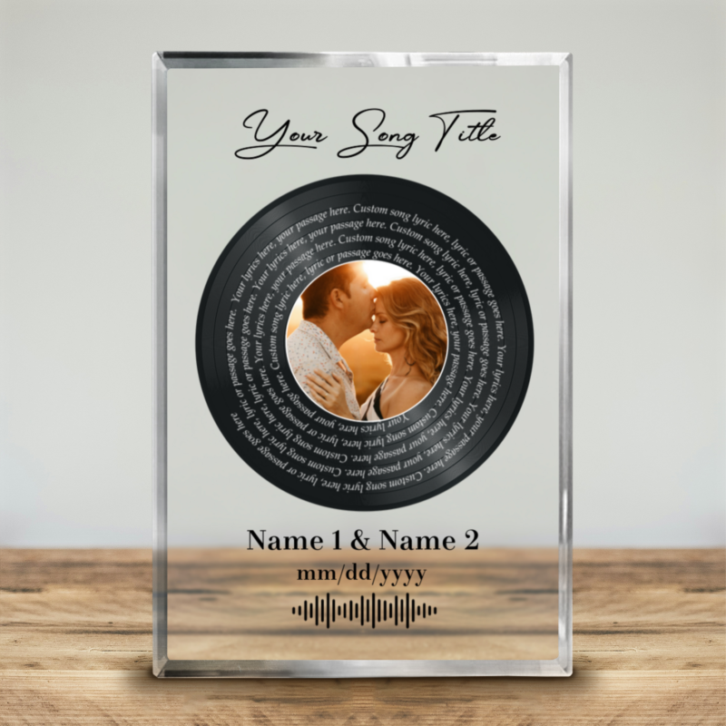 personalized song lyric on acrylic plaque vinyl record song plaque with photo wedding anniversary gift custom valentines gifts for him her