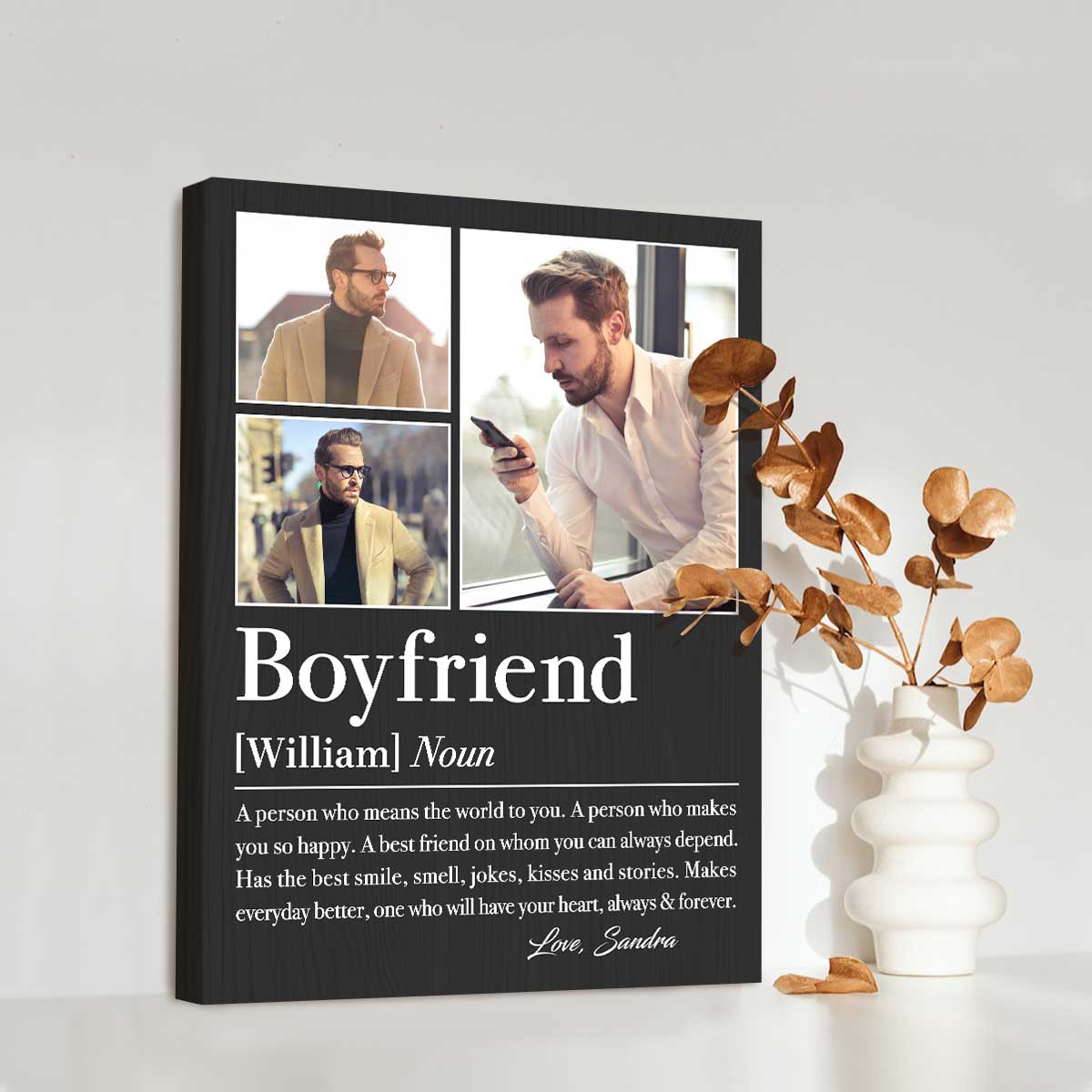 Boyfriend Definition Personalized Photo Canvas, Valentine Gift For