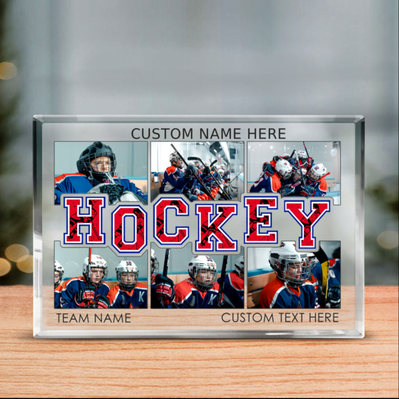 personalized hockey photo collage acrylic block custom ice hockey gifts hockey team keepsake gifts gifts for hockey players