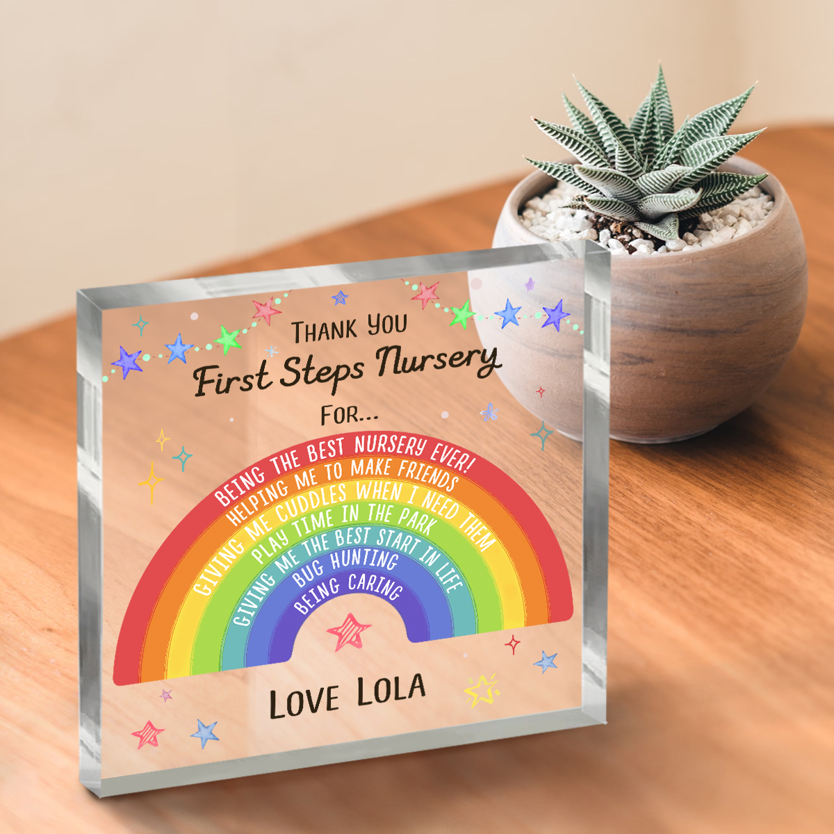 Nursery Teacher Thank You Custom Acrylic Block, Preschool Teacher