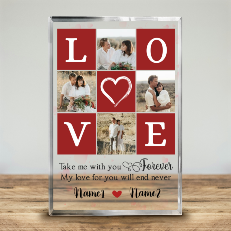 personalized love photo collage acrylic block, valentine's day gift for girlfriend, custom photo anniversary gift, birthday presents for gf