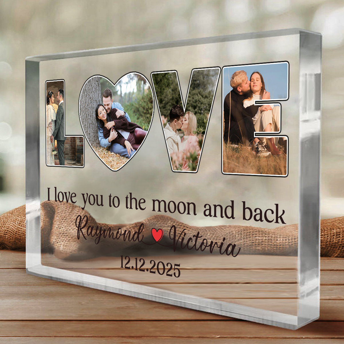 Personalized Couple Picture Acrylic Plaque, Love Photo Block