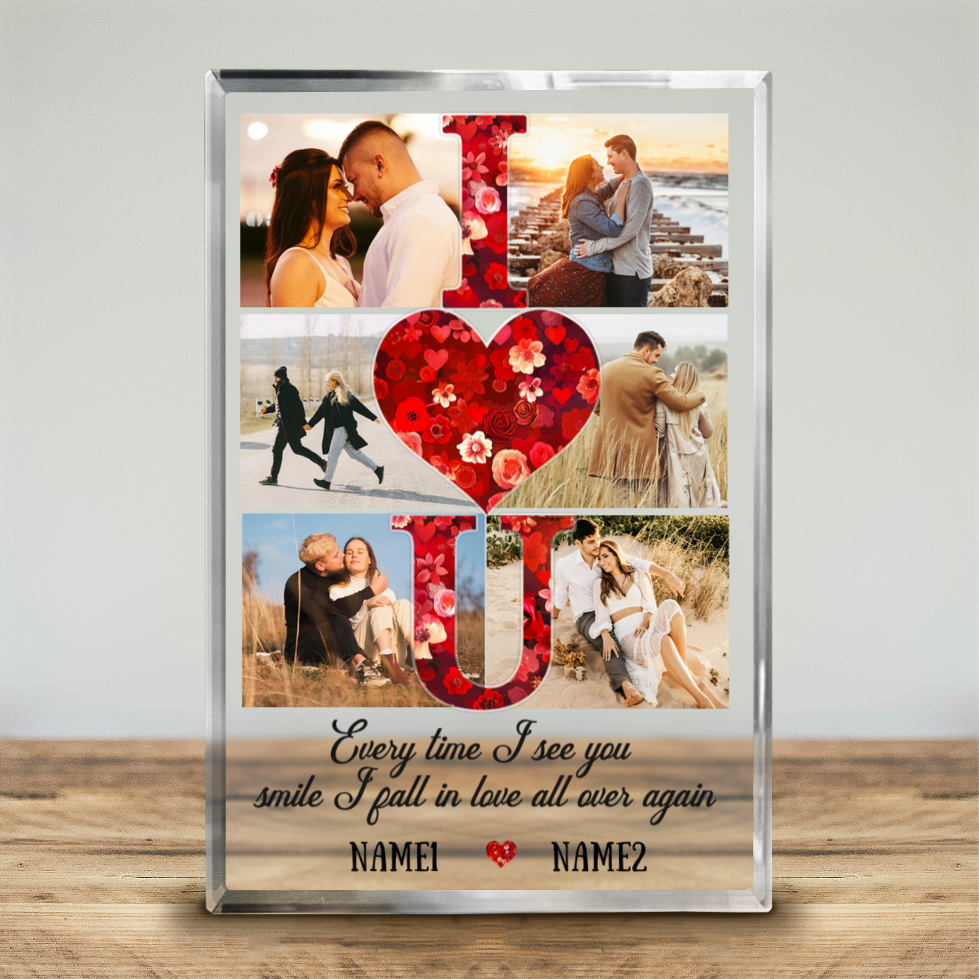 Personalized I Love You Collage Acrylic Plaque, Custom Valentines - Main Image