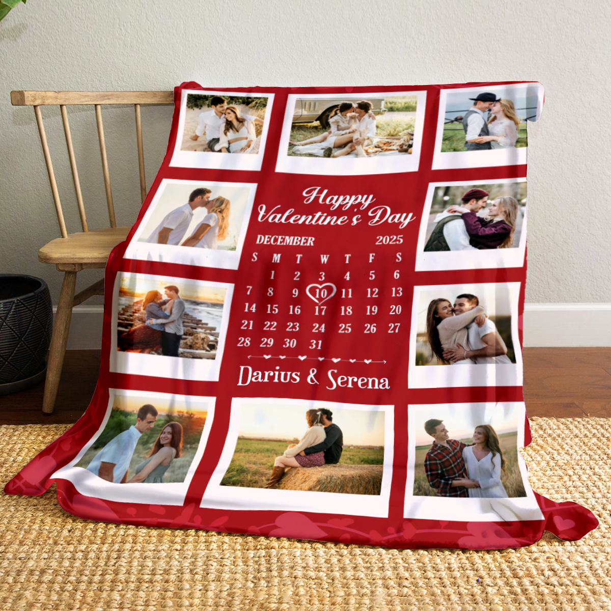 Personalized Anniversary Polaroid Photo Blanket, Blanket For