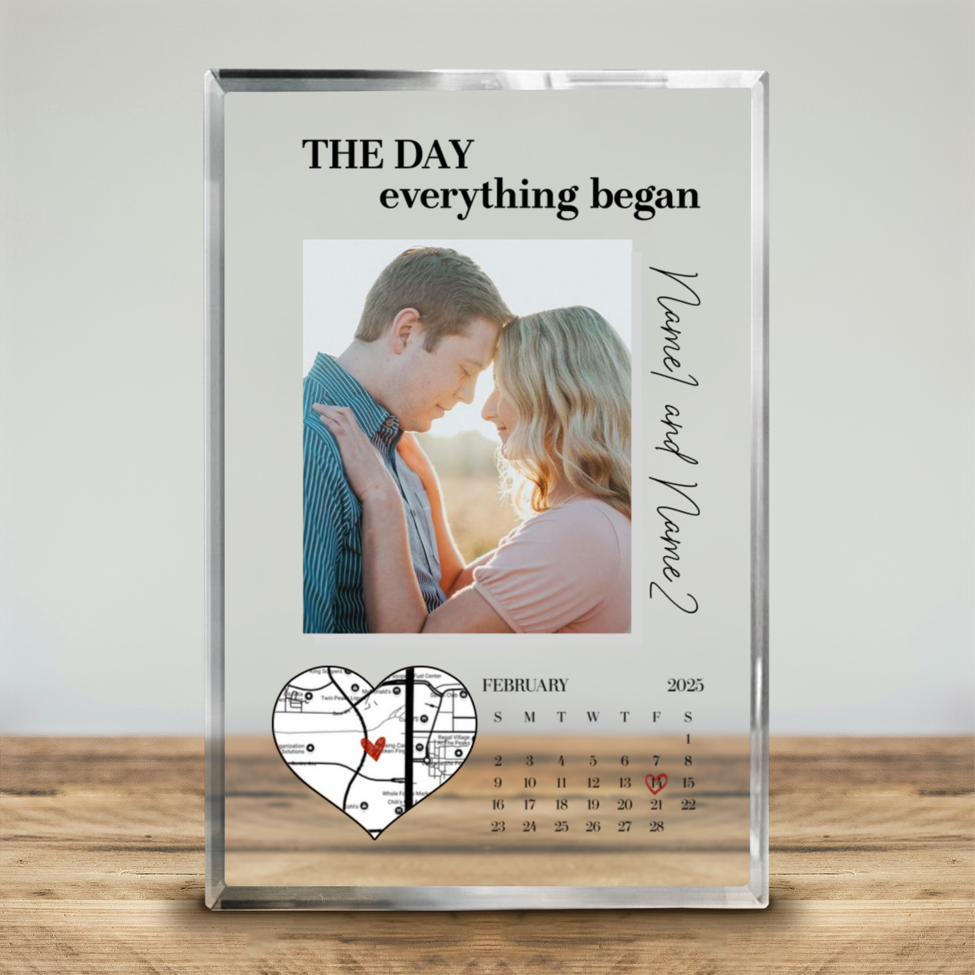 Personalized Couple Calendar And Photo Acrylic Plaque, Custom