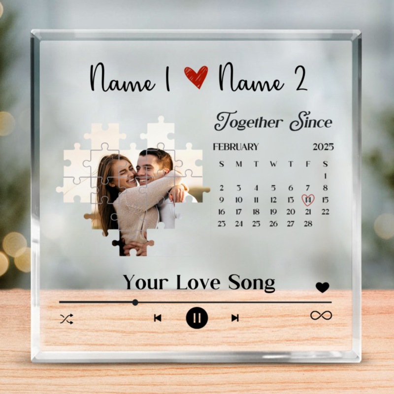 personalized calendar date with favorite song plaque anniversary gift for husband boyfriend valentine's day custom acrylic music gift for couples