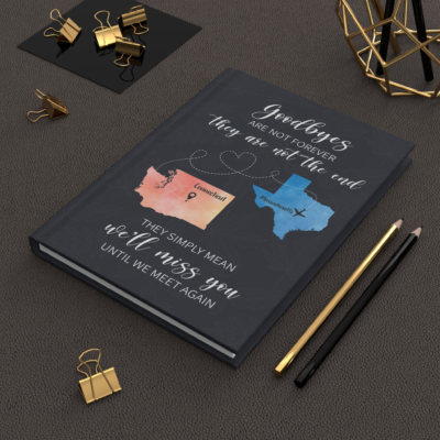 personalized long distance journal two map notebook state to state gift coworker leaving gift going away family friends gift long distance gifts