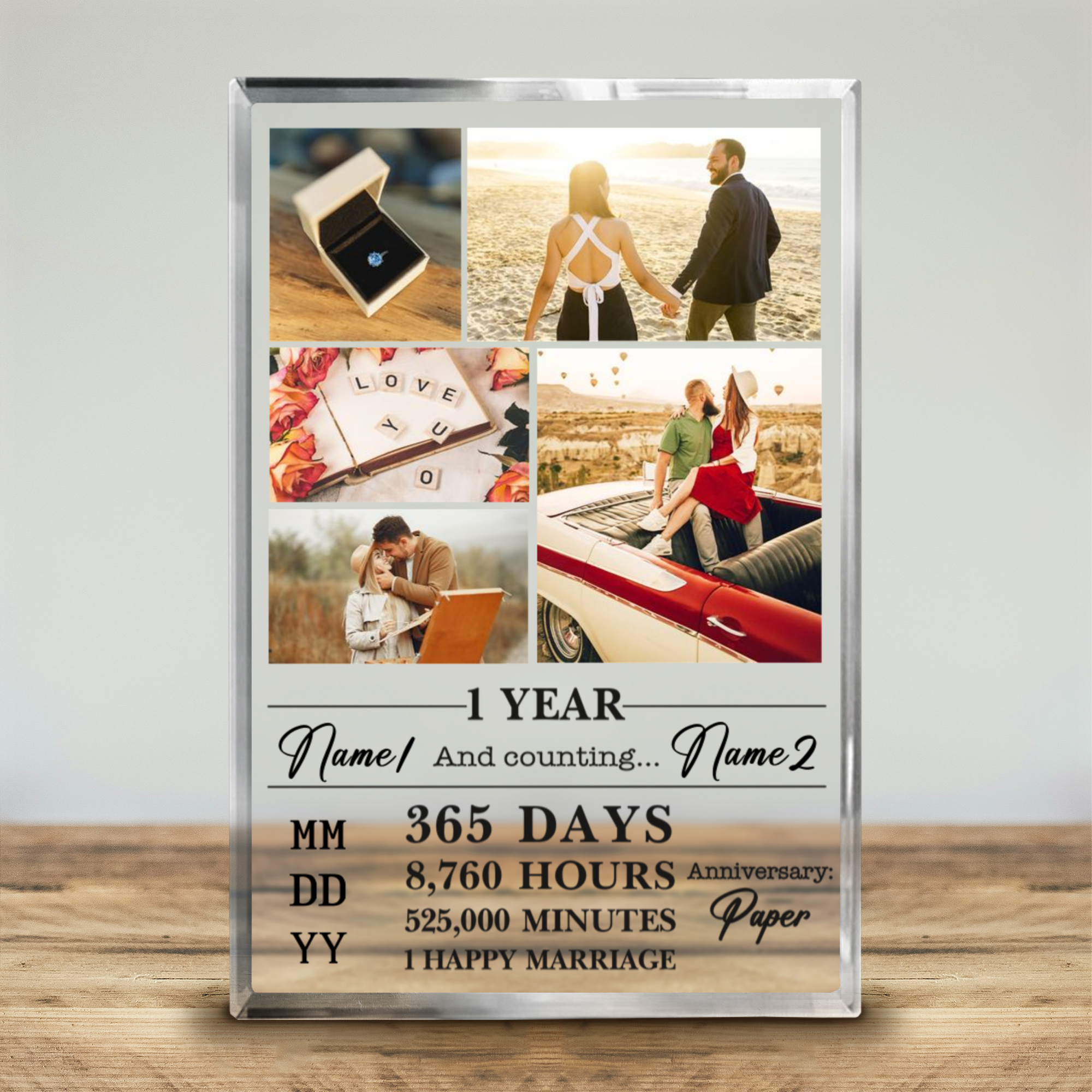 Personalized 1st Anniversary Picture Collage Acrylic Block, First ...
