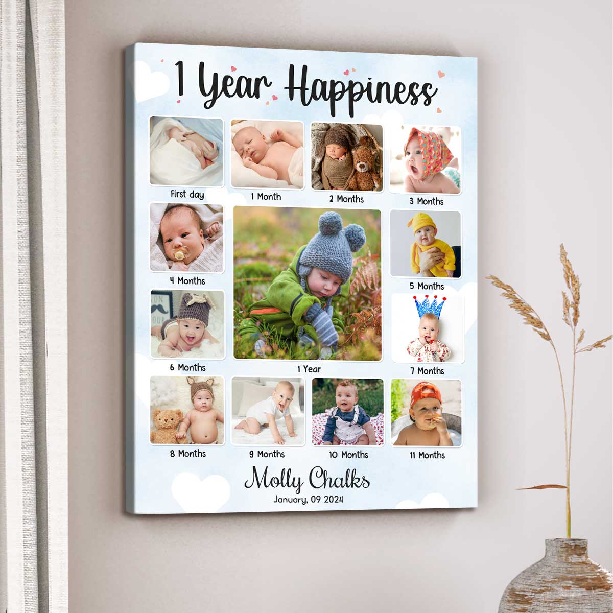 Month Old Birthday Present Year Girl Baby's First Year Photo