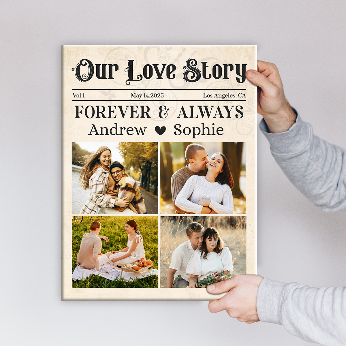 personalized couple newspaper canvas with picture add your picture for a special gift creative valentine's day gifts custom gift for boyfriend