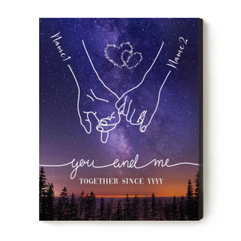 personalized couples anniversary print, couple holding hands line art, gift for wife husband girlfriend, valentines gift for him her