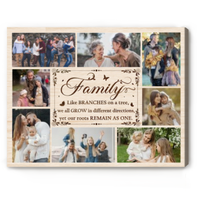 personalized family photo collage canvas wall art custom photo gifts for parents grandparents family like branches on a tree canvas