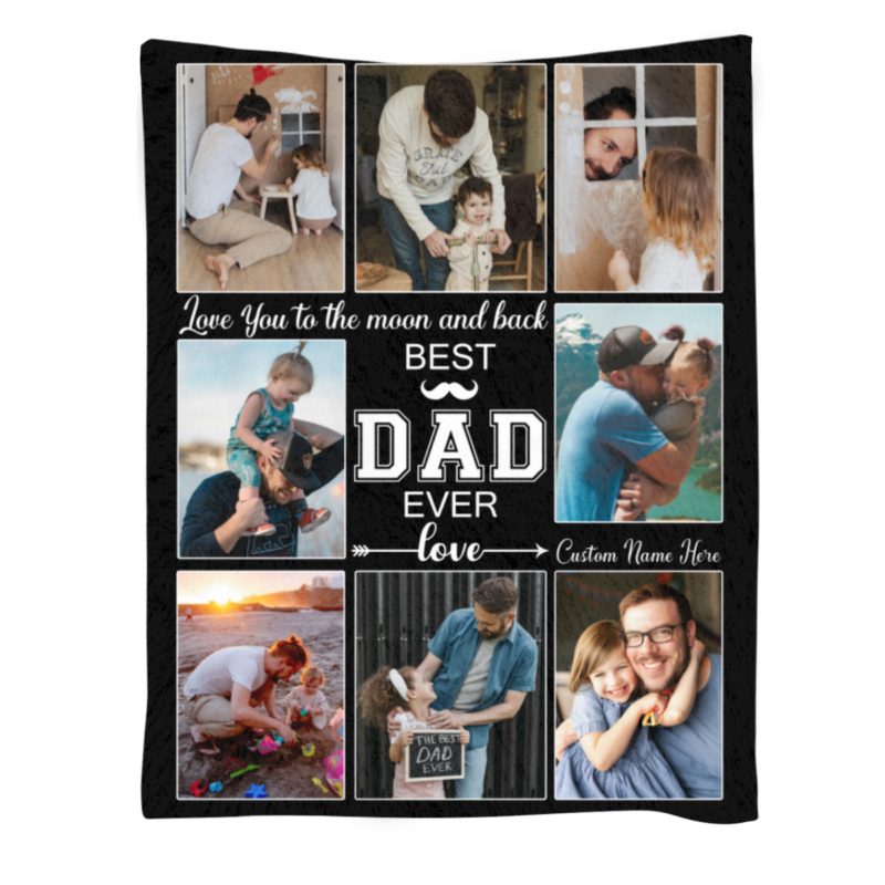 best dad ever photo collage blanket personalized father's day blanket blanket for father custom photo gift from kids dad birthday gift