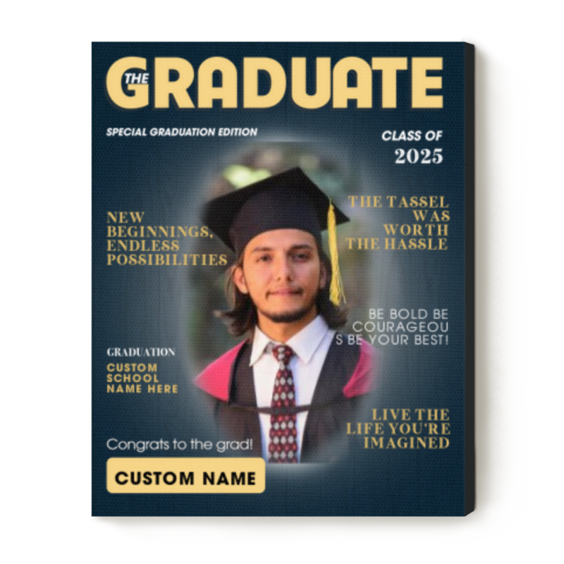 personalized graduation magazine cover canvas graduation gift for him or her new graduate gift custom canvas for grads college graduation gift