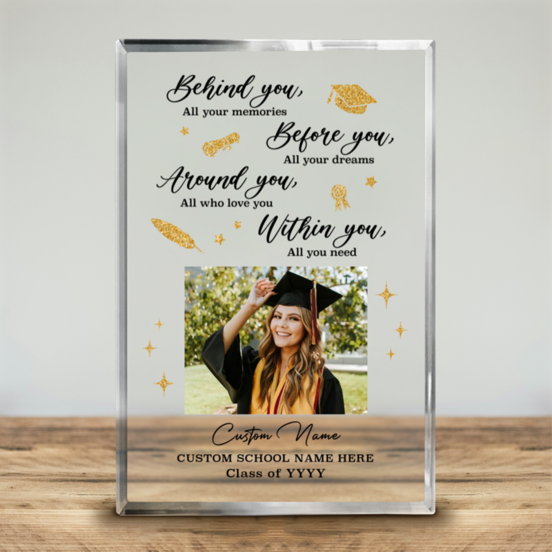personalized graduation acrylic block with picture, custom graduate college gift, graduation plaque gift for her him, special gift for new graduates