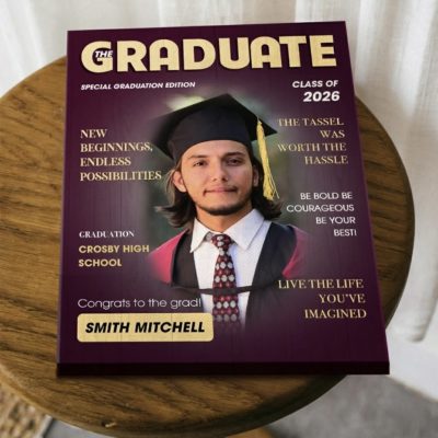 Personalized Graduation Magazine Cover Canvas, Graduation Gift For Him Or Her, New Graduate Gift, Custom Canvas For Grads, College Graduation Gift