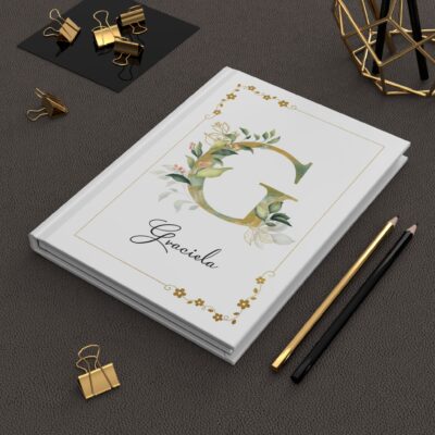 Personalized Monogrammed Floral Notebook, Custom Letter & Name Journal, Birthday Graduation Gift For Student Teacher