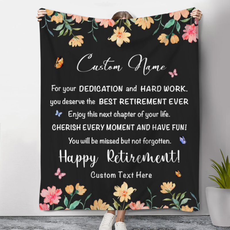 Personalized Retirement Blanket For Women, Custom Farewell Gift For Boss Or Coworker, Happy Retirement Gift, Gifts For Retired Female