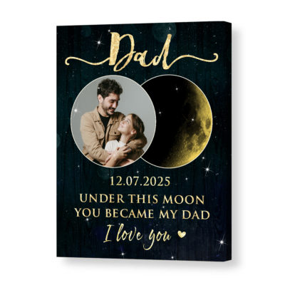 Dad Special Date Moon Phase Wall Art, Dad Xmas Gift, Personalized Dad Gifts From Daughter Son, Custom Gift For Dad’s Birthday