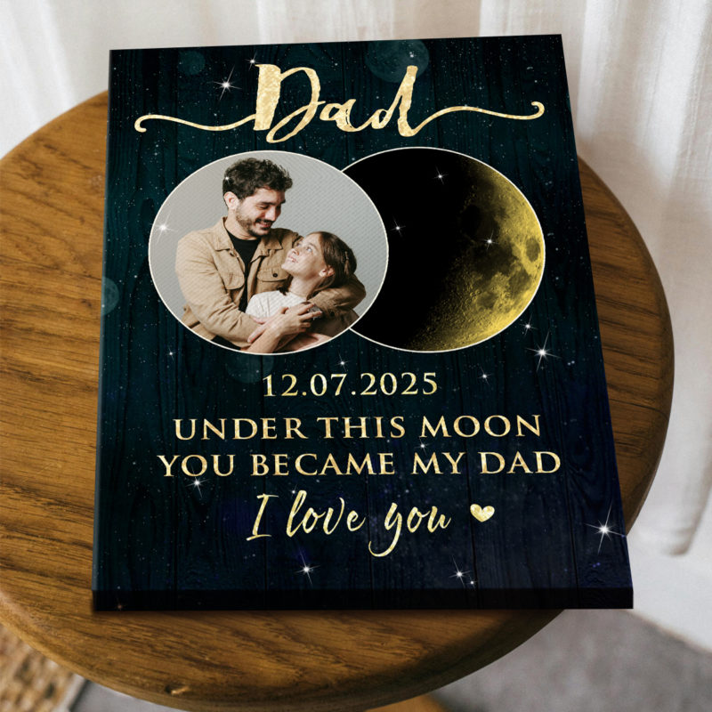 Dad Special Date Moon Phase Wall Art, Dad Xmas Gift, Personalized Dad Gifts From Daughter Son, Custom Gift For Dad’s Birthday