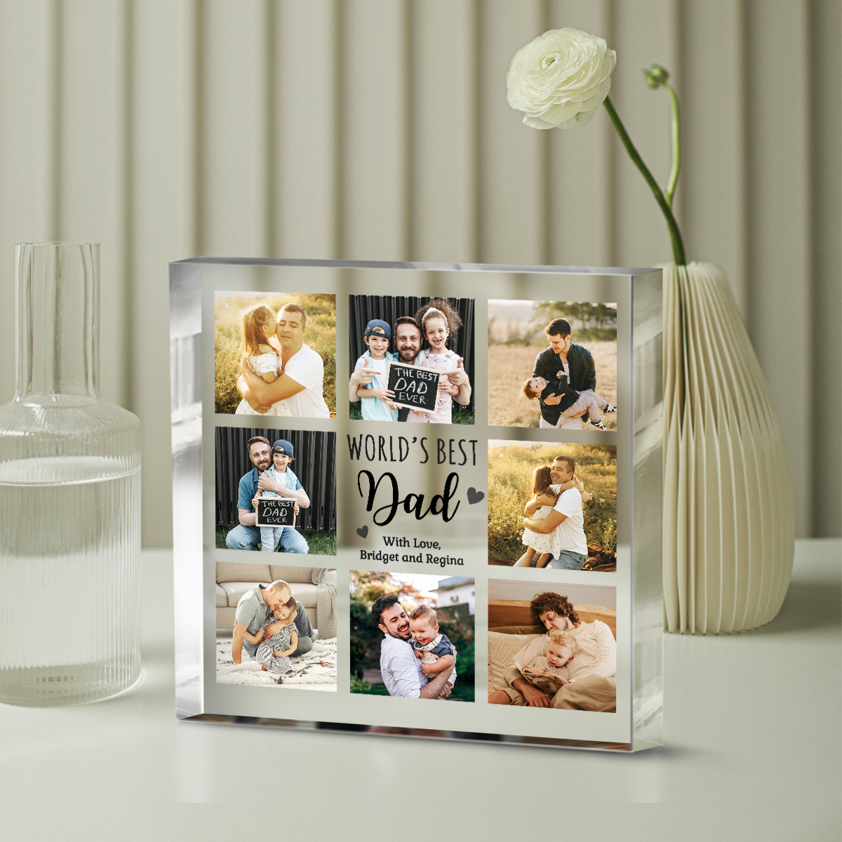 personalized father's day acrylic plaque, photo keepsake for dad, dad gifts for birthday, gift from kids