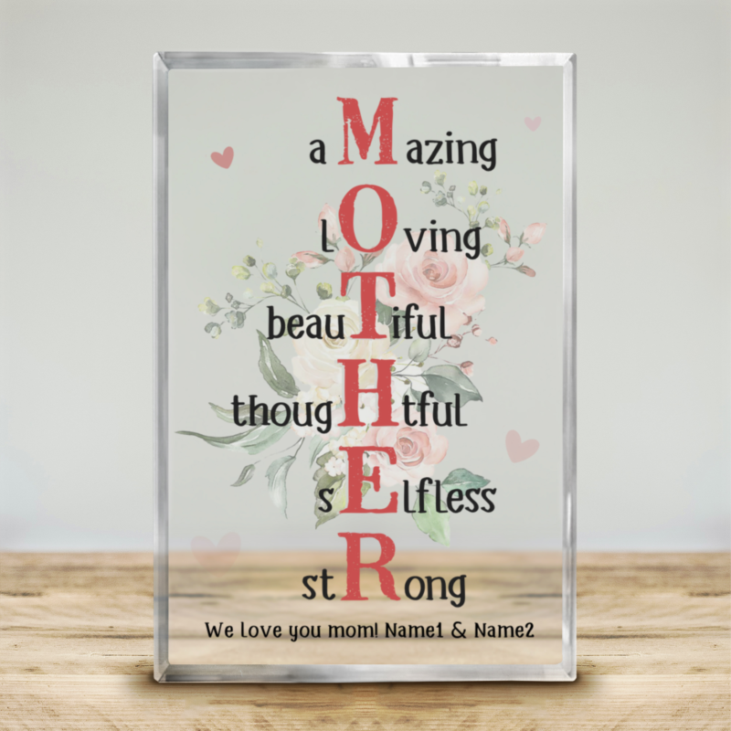 mother personalized floral acrylic block mom birthday gift from daughter keepsake for mother mothers day custom gifts