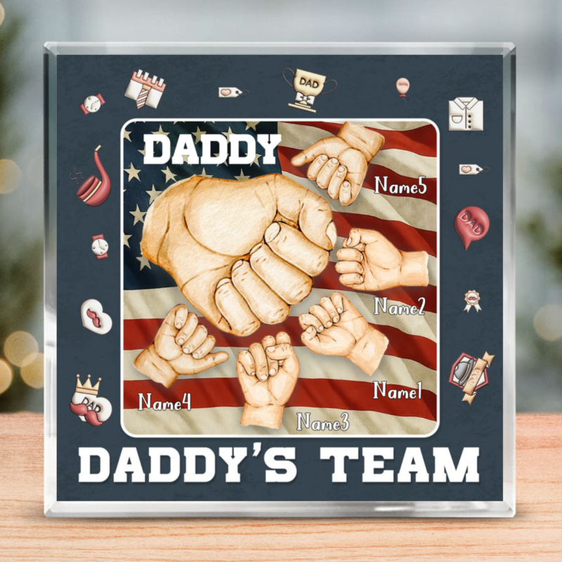 father's day plaque fathers day gift for dad daddy team fist bump acrylic plaque gift for husband daddy gift