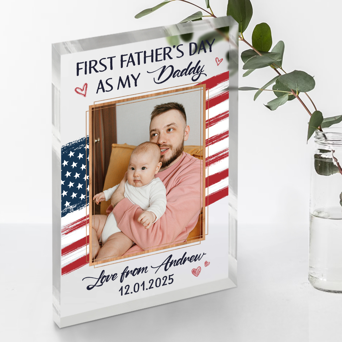 Personalized First Fathers Day Plaque, New Dad Gift From Wife Or