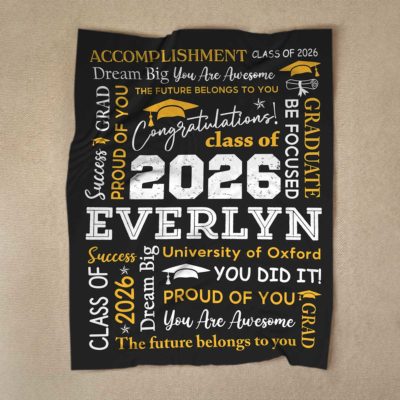 Custom Graduation Blanket, Class Of 2026 Gifts, Senior Graduation Gift, Grad Gifts For Her Him, Personalized Graduation Gifts