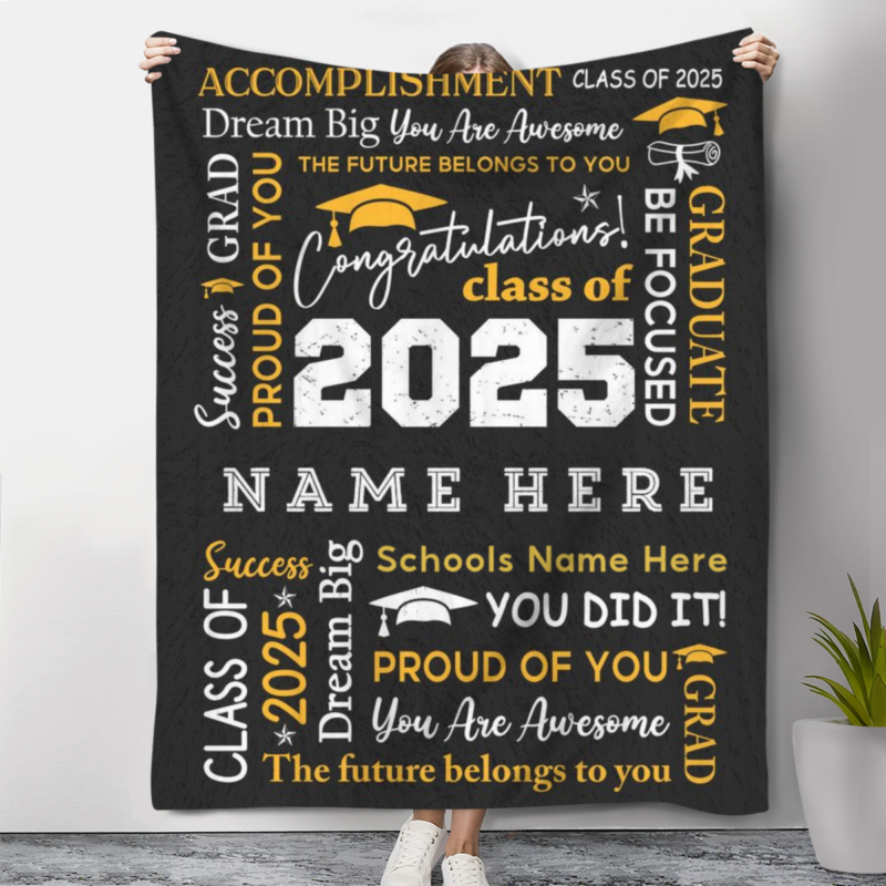 custom graduation blanket, class of 2025 gifts, senior graduation gift, grad gifts for her him, personalized graduation gifts