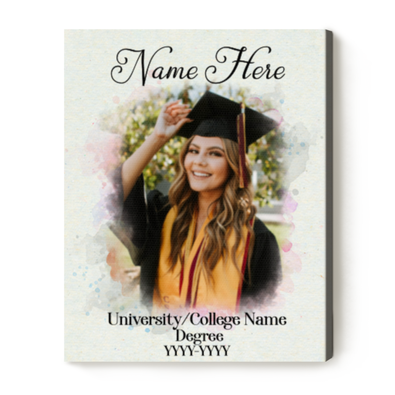 Personalized Graduation Portrait Watercolor Canvas, Graduation Gift for Her, Grad Gifts For Girlfriend, Graduation Ceremony Gifts