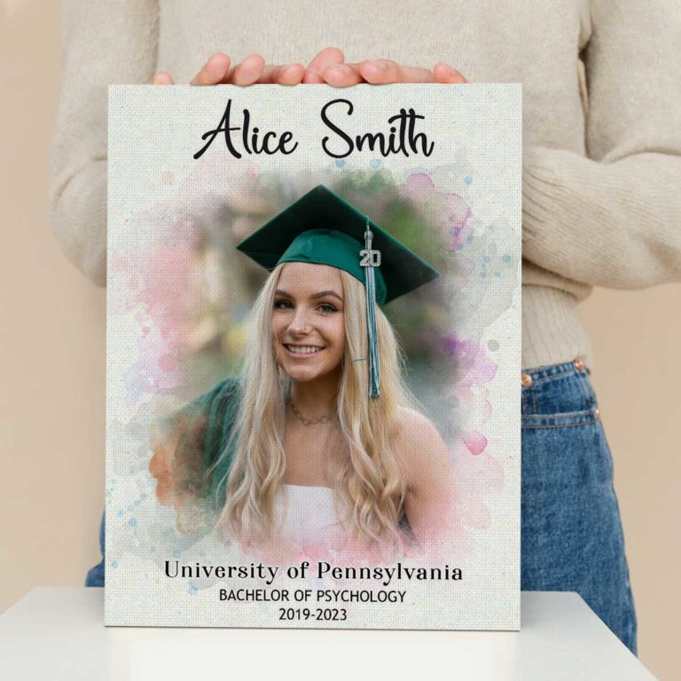 Personalized Graduation Portrait Watercolor Canvas, Graduation Gift For ...
