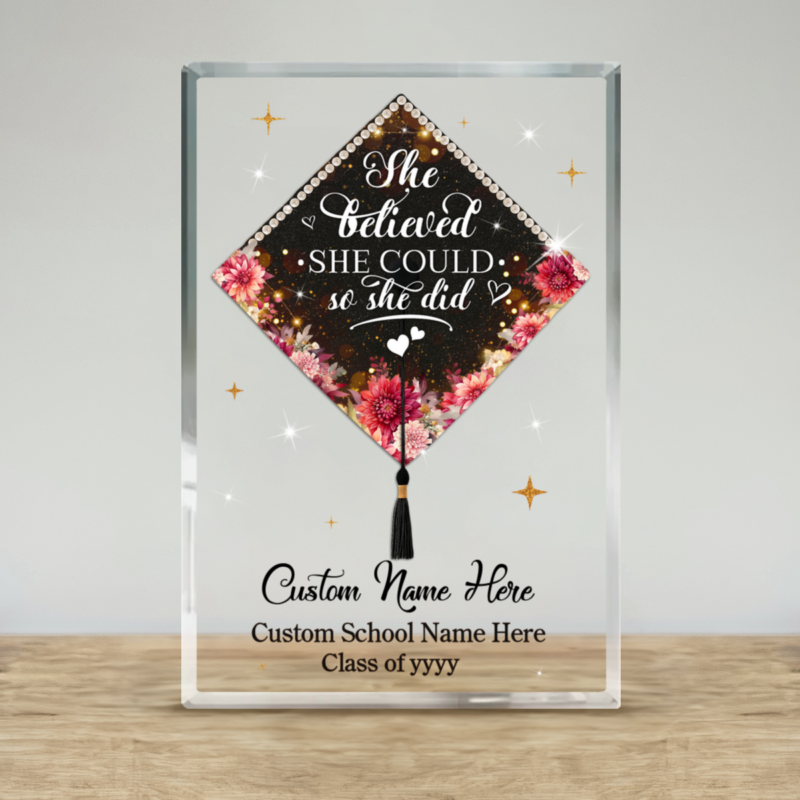 personalized graduation gifts for her, she believed she could so she did plaque, grad gifts for women, graduation gift for daughter granddaughter