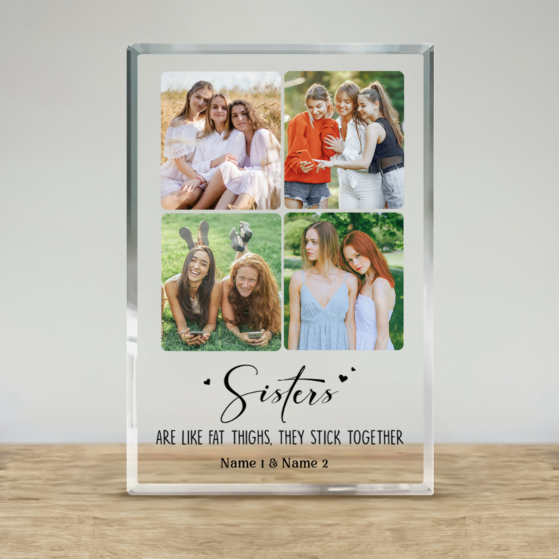 Personalized photo plaque for sister with custom message and favorite shared photo, perfect birthday or keepsake gift