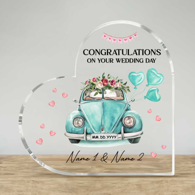 Personalized wedding plaque with couple's names and wedding date, just married keepsake and marriage gift for friends.