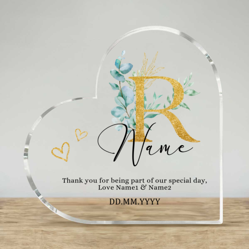 Personalized bridesmaid plaque with name and wedding date, custom thank-you gift for bridesmaid, maid of honour, or hen party keepsake.