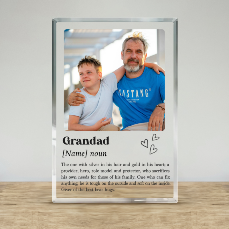 Granddad definition plaque with personalized message, custom keepsake gift from grandkids to grandpa.