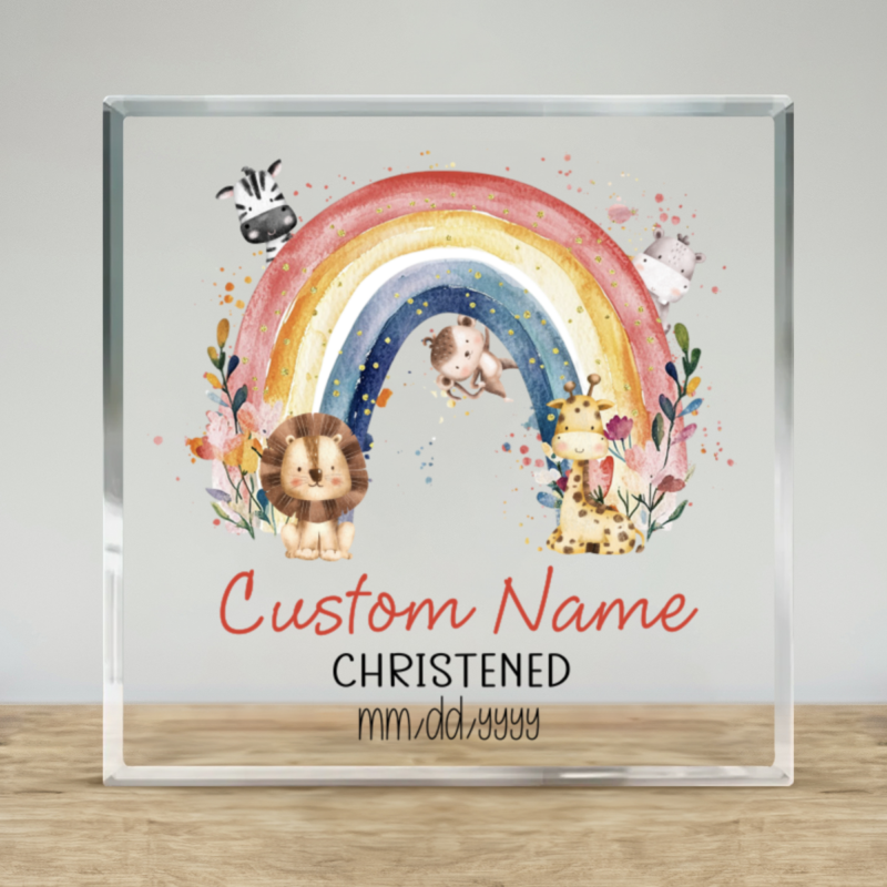Personalized Christening plaque for girl with name and date, custom Baptism gift from godmother, spiritual keepsake for baby.