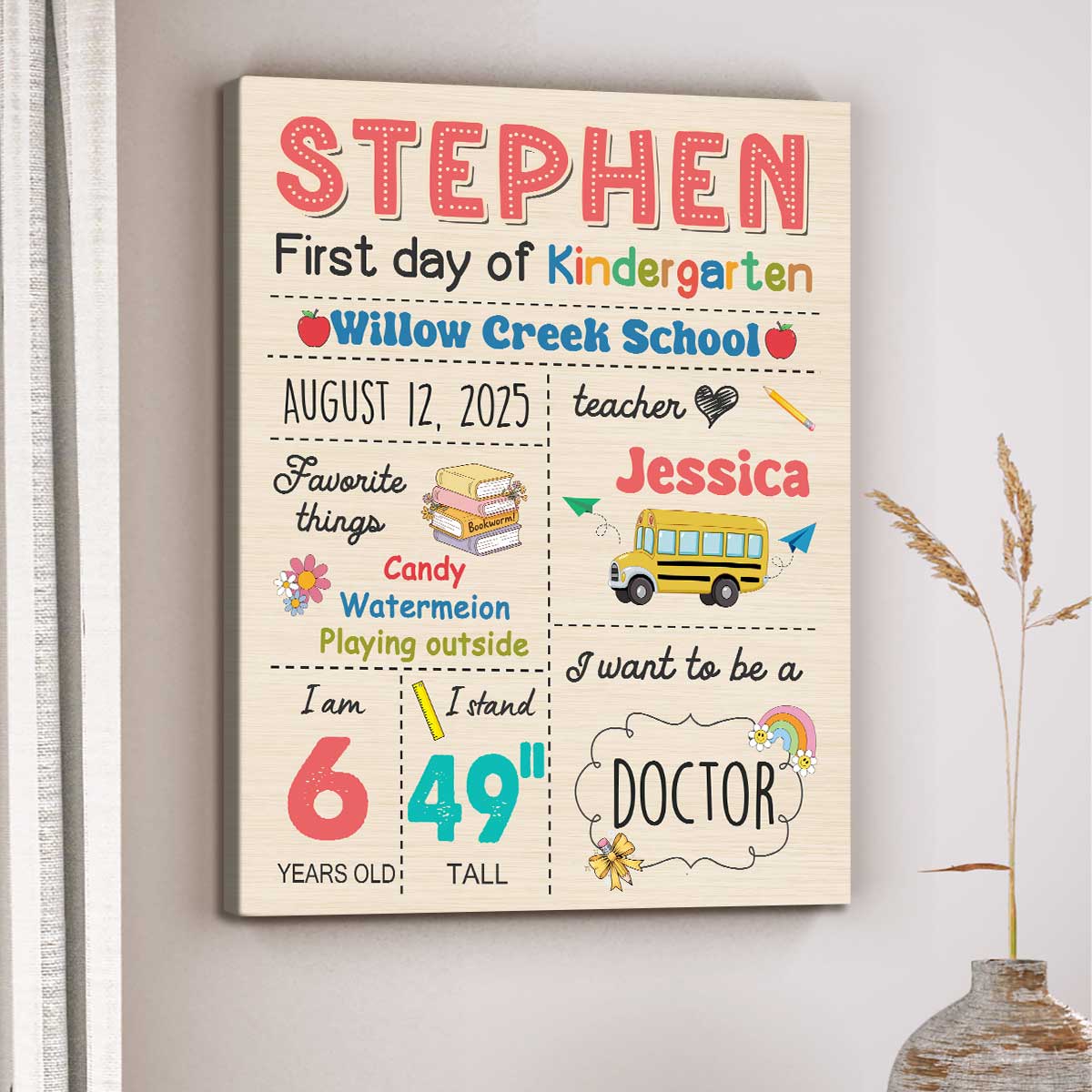 Personalized First Day Of School Sign, 1st Day Of Kindergarten