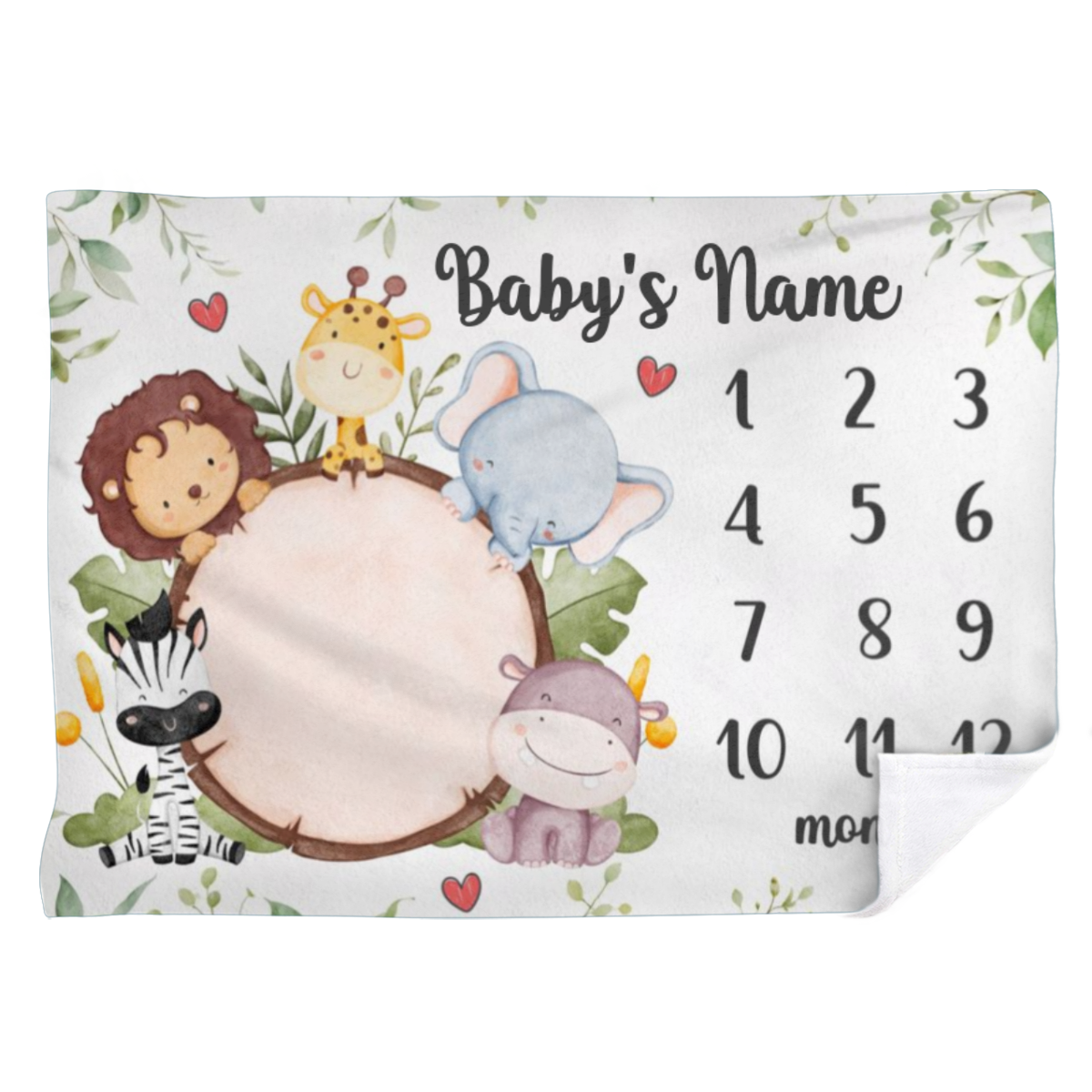 Personalized Monthly Milestone Blanket, Safari Month Baby Blanket ...