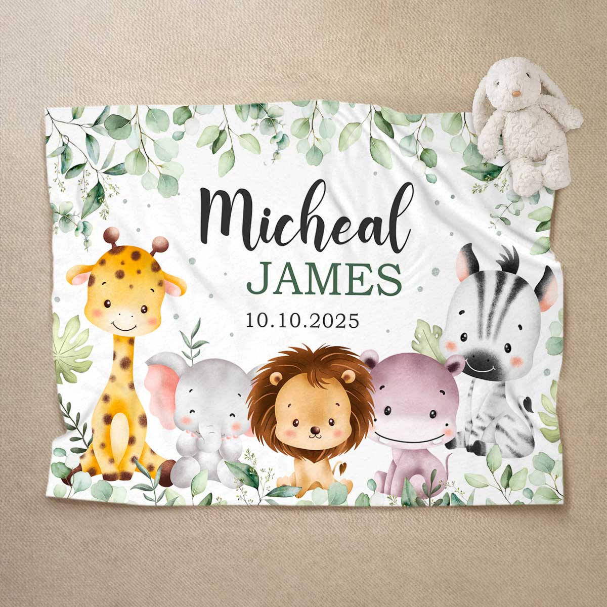 Personalized Elephant Name Baby Blanket - Cozy, Customizable, And