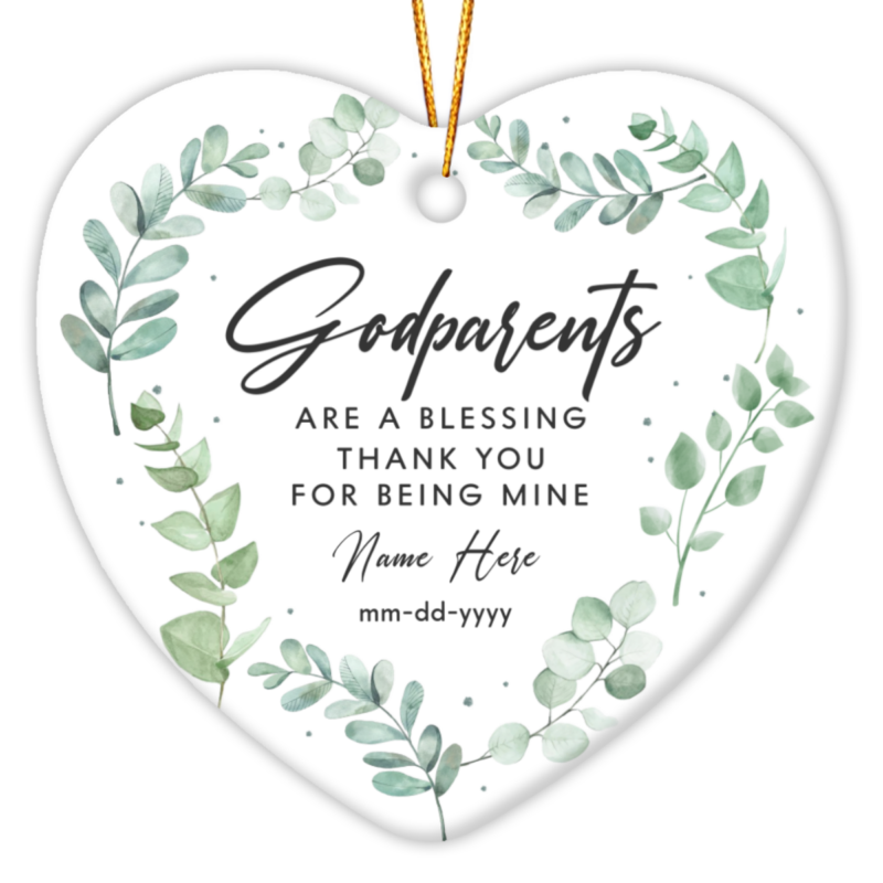 Personalized godparents ornament with custom names, heartfelt thank you gift from godchild, Christmas or baptism godparent keepsake