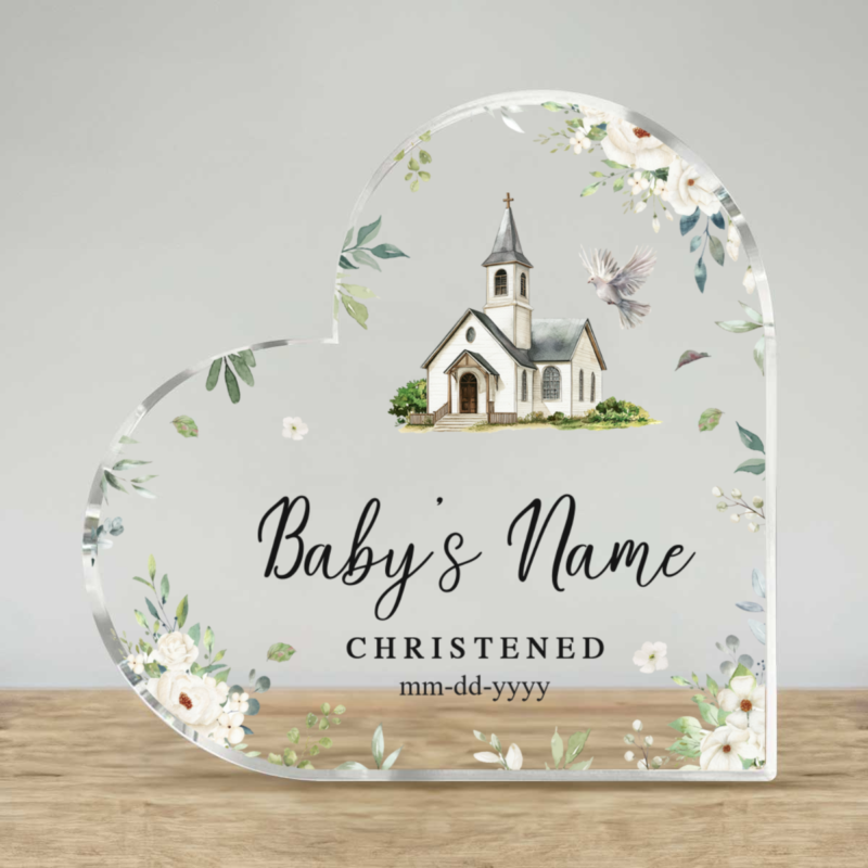 Personalized christening plaque for baby girl with name and date, baptism keepsake gift from godparents, dedication nursery decor