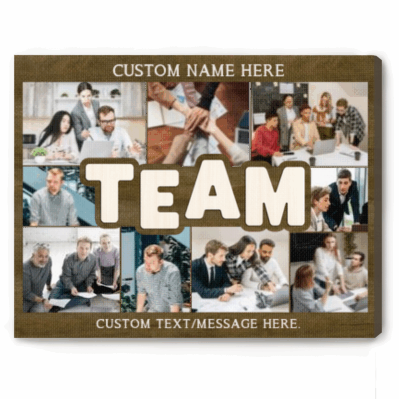 Personalized team canvas with company name and quote, inspirational office wall art and appreciation gift for employees or work team