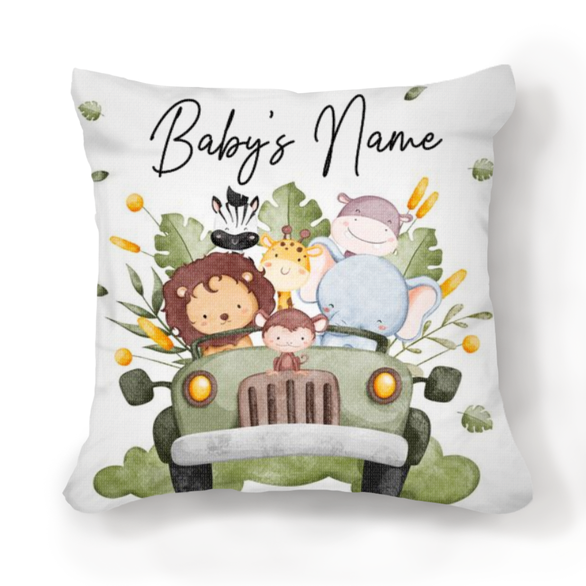 Personalized Safari Nursery Pillow, Custom Baby Name Pillow, Baby