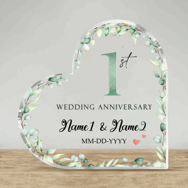 Personalised Floral 1st Anniversary Gift, Paper Anniversary Plaque, Anniversary Gifts, 1st Anniversary Gift for Husband Wife Parents